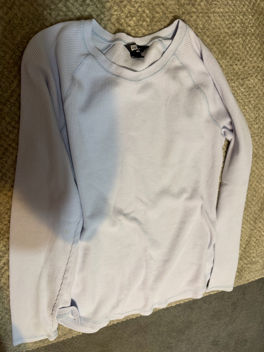 Eddie Bauer Lavender Waffle Knit Crewneck Sweatshirt